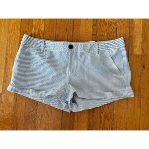 NWT SO Juniors Size 17 Shortie Shorts Seersucker Blue White Stripe